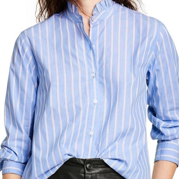 Nili Lotan Target Women's  Ruffle Collar Striped  Button Down Shirt NWT Size XXS - Picture 2 of 10